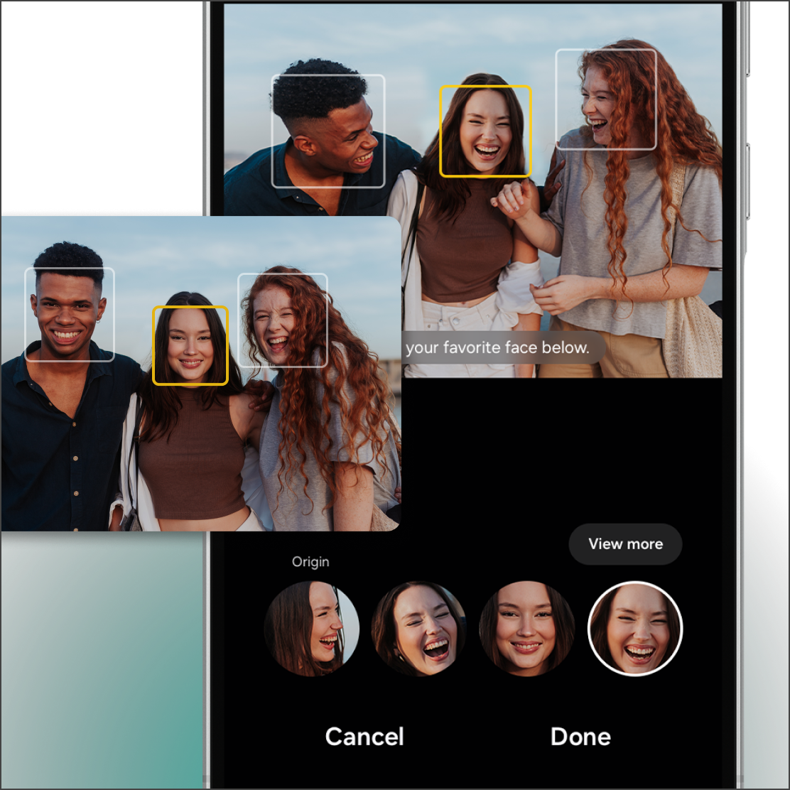 group of people taking a selfies with best face available selections