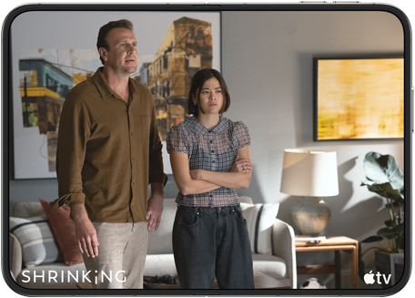 iPhone Duo, opened in horizontal position, Apple TV show