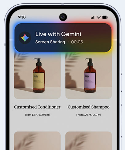 AI feature Gemini Live shown on a Pixel phone