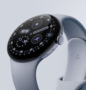 Google Watch 4 with a Moonstone colour watch band