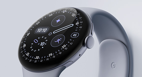 Google Watch 4 with a Moonstone colour watch band