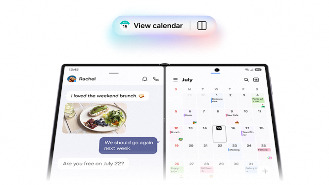Illustration showing the Galaxy Z Fold8 Ultra's multitasking capabilities