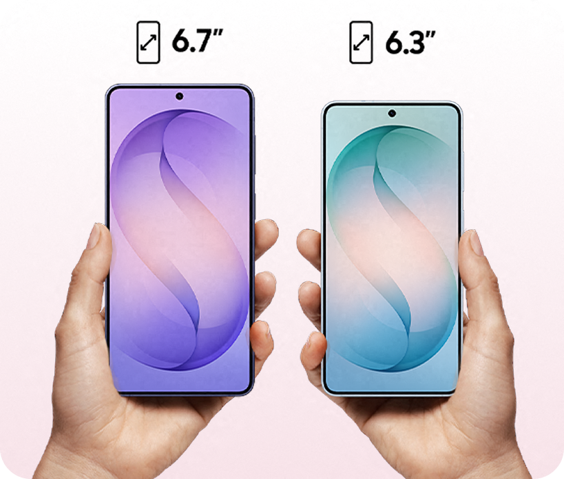 A photo showcasing the two different displays you can get the Galax S26 Plus in